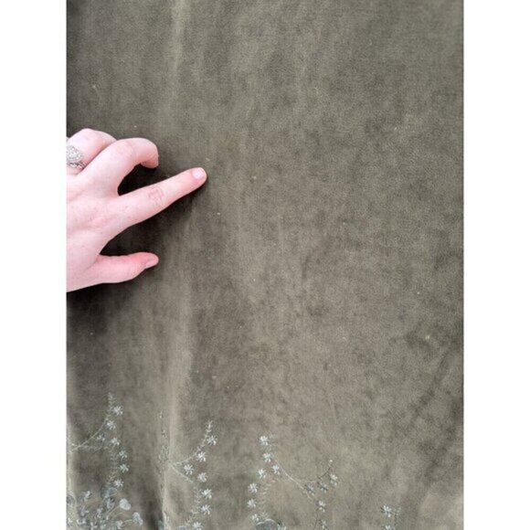 Mary McFadden Dress Women Medium Green Floral Embroidered VTG Western Boho Chic - Picture 7 of 10